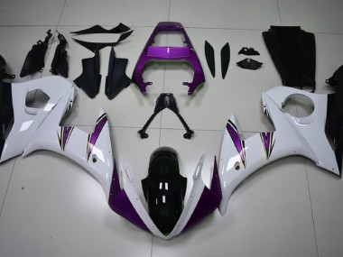 Accents Blanc Brillant & Violet 2003-2004 Yamaha R6 Carénage Moto
