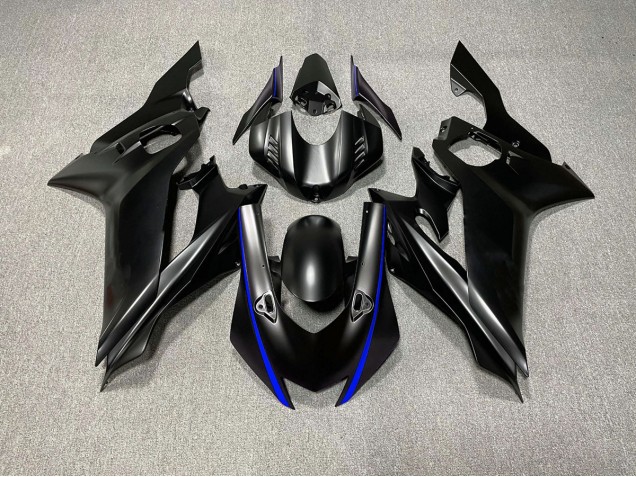 Accents De Noir Mat & De Bleu 2017-2021 Yamaha R6 Carénage Moto Accents De Noir Mat & De Bleu 2017-2021 Yamaha R6 Carénage Moto