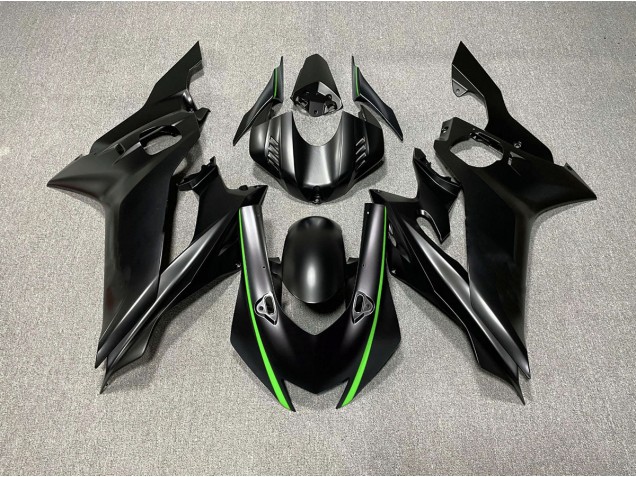 Accents De Noir Mat & De Vert 2017-2021 Yamaha R6 Carénage Moto Accents De Noir Mat & De Vert 2017-2021 Yamaha R6 Carénage Moto