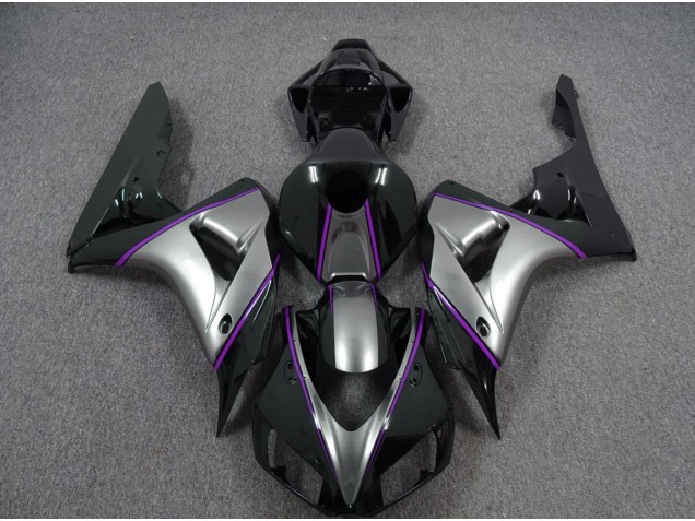 Argent Avec Rayures Violettes Foncées 2006-2007 Honda CBR1000RR Carénage Moto Argent Avec Rayures Violettes Foncées 2006-2007 Honda CBR1000RR Carénage Moto