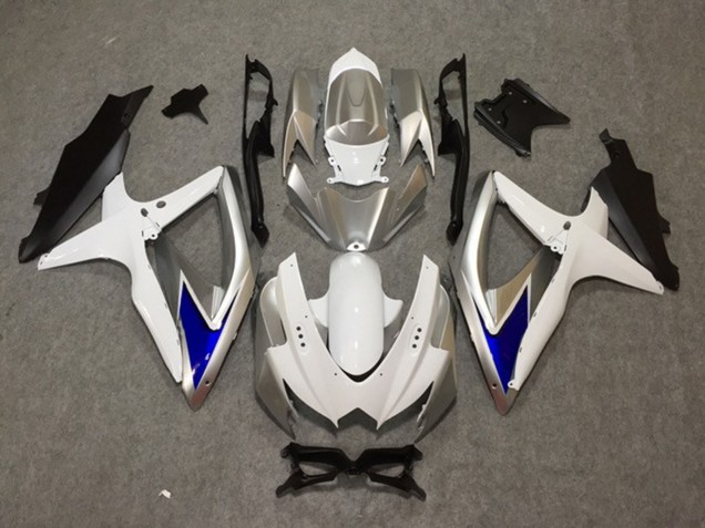 Argent Blanc Bleu 2008-2010 Suzuki GSXR 600-750 Carénage Moto Argent Blanc Bleu 2008-2010 Suzuki GSXR 600-750 Carénage Moto