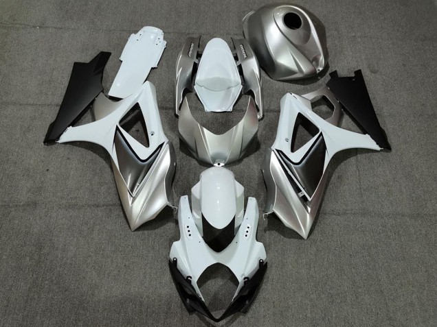 Argent Blanc Personnalisé Avec Noir 2007-2008 Suzuki GSXR 1000 Carénage Moto Argent Blanc Personnalisé Avec Noir 2007-2008 Suzuki GSXR 1000 Carénage Moto