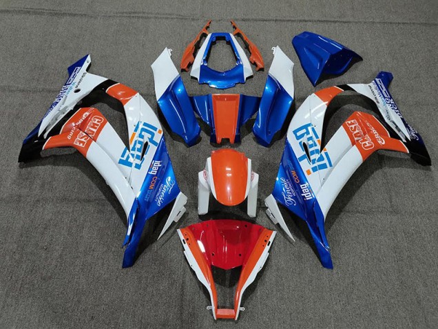Blanc Bleu & Orange 2011-2015 Kawasaki ZX10R Carénage Moto Blanc Bleu & Orange 2011-2015 Kawasaki ZX10R Carénage Moto