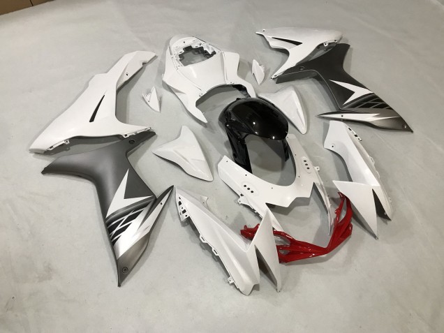 Blanc Brillant & Argent Mat 2011-2024 Suzuki GSXR 600-750 Carénage Moto Blanc Brillant & Argent Mat 2011-2024 Suzuki GSXR 600-750 Carénage Moto