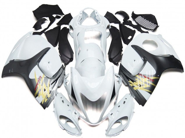 Blanc Brillant Avec Style Argenté 2008-2020 Suzuki GSXR 1300 Carénage Moto Blanc Brillant Avec Style Argenté 2008-2020 Suzuki GSXR 1300 Carénage Moto