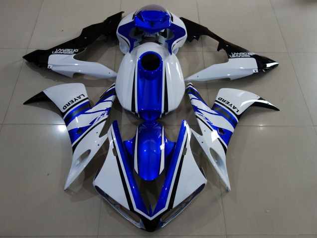 Blanc Brillant & Bleu 2004-2006 Yamaha R1 Carénage Moto Blanc Brillant & Bleu 2004-2006 Yamaha R1 Carénage Moto