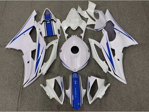 Blanc Brillant & Bleu 2008-2016 Yamaha R6 Carénage Moto Blanc Brillant & Bleu 2008-2016 Yamaha R6 Carénage Moto