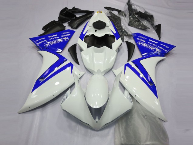 Blanc Brillant & Bleu 2012-2014 Yamaha R1 Carénage Moto Blanc Brillant & Bleu 2012-2014 Yamaha R1 Carénage Moto