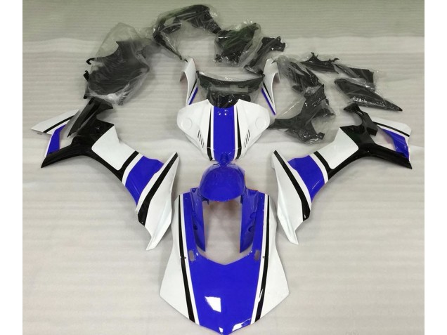 Blanc Brillant Bleu & Noir 2015-2019 Yamaha R1 Carénage Moto Blanc Brillant Bleu & Noir 2015-2019 Yamaha R1 Carénage Moto
