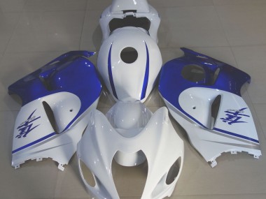 Blanc Brillant & Bleu Profond 1997-2007 Suzuki GSXR 1300 Carénage Moto