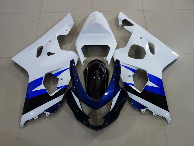 Blanc Brillant & Bleu Profond 2004-2005 Suzuki GSXR 600-750 Carénage Moto Blanc Brillant & Bleu Profond 2004-2005 Suzuki GSXR 600-750 Carénage Moto