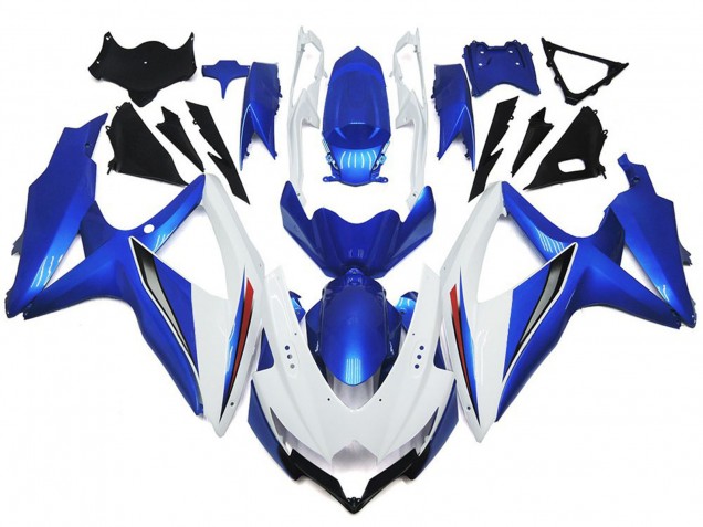 Blanc Brillant Brillant Avec Argent & Bleu 2008-2010 Suzuki GSXR 600-750 Carénage Moto Blanc Brillant Brillant Avec Argent & Bleu 2008-2010 Suzuki GSXR 600-750 Carénage Moto