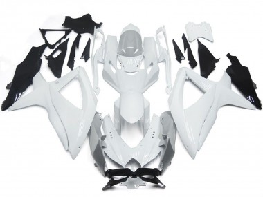 Blanc Brillant Brillant Avec De L'Argent 2008-2010 Suzuki GSXR 600-750 Carénage Moto