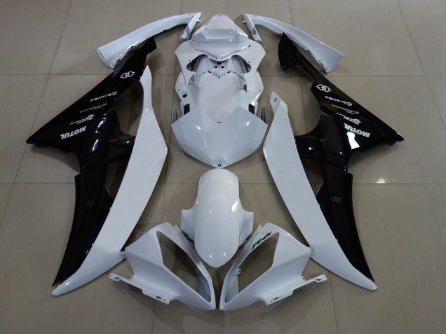 Blanc Brillant / Noir 2008-2016 Yamaha R6 Carénage Moto Blanc Brillant / Noir 2008-2016 Yamaha R6 Carénage Moto