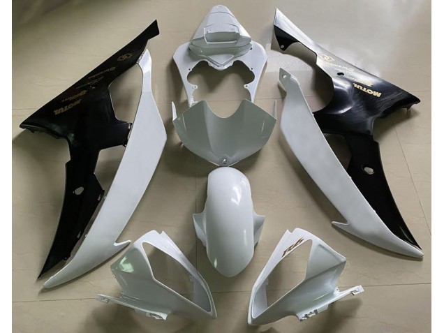 Blanc Brillant & Noir & Or 2008-2016 Yamaha R6 Carénage Moto Blanc Brillant & Noir & Or 2008-2016 Yamaha R6 Carénage Moto