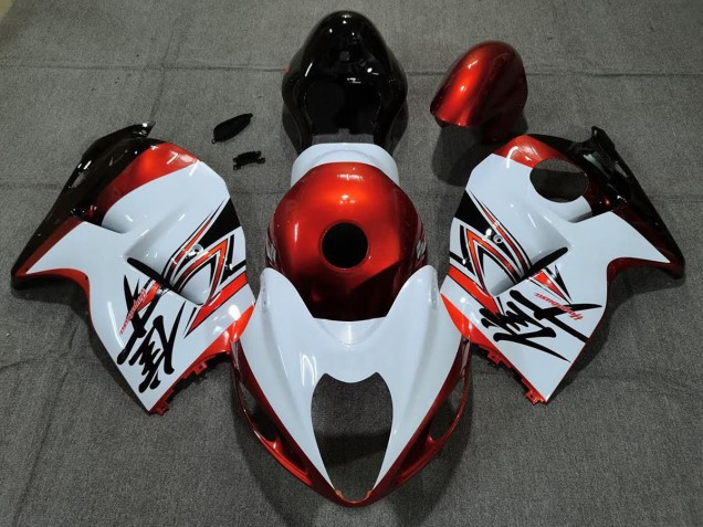 Blanc Brillant & Orange 1997-2007 Suzuki GSXR 1300 Carénage Moto Blanc Brillant & Orange 1997-2007 Suzuki GSXR 1300 Carénage Moto