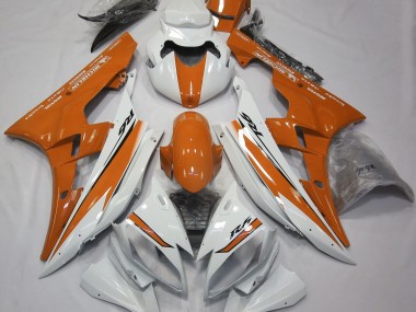 Blanc Brillant & Orange 2006-2007 Yamaha R6 Carénage Moto