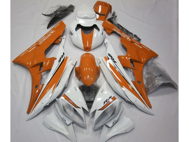 Blanc Brillant & Orange 2006-2007 Yamaha R6 Carénage Moto Blanc Brillant & Orange 2006-2007 Yamaha R6 Carénage Moto