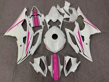 Blanc Brillant & Rose 2008-2016 Yamaha R6 Carénage Moto
