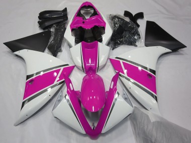Blanc Brillant & Rose 2009-2011 Yamaha R1 Carénage Moto