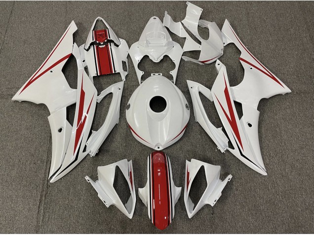 Blanc Brillant & Rouge 2008-2016 Yamaha R6 Carénage Moto Blanc Brillant & Rouge 2008-2016 Yamaha R6 Carénage Moto
