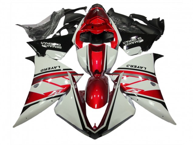 Blanc Brillant & Rouge 2012-2014 Yamaha R1 Carénage Moto Blanc Brillant & Rouge 2012-2014 Yamaha R1 Carénage Moto
