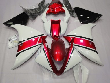 Blanc Brillant & Rouge Métallisé 2009-2011 Yamaha R1 Carénage Moto