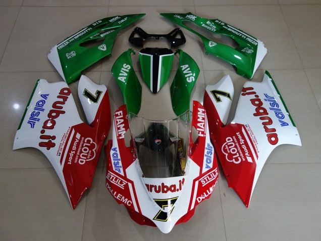 Blanc Brillant / Rouge / Vert 2011-2014 Ducati 1199 Carénage Moto Blanc Brillant / Rouge / Vert 2011-2014 Ducati 1199 Carénage Moto