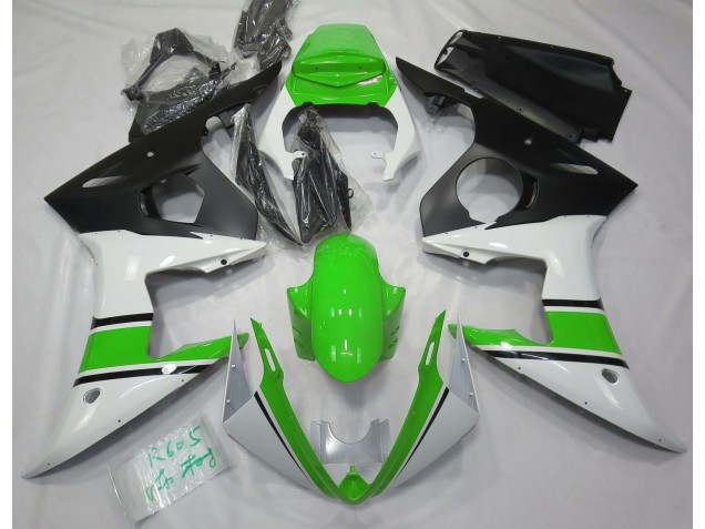 Blanc Brillant & Vert 2003-2004 Yamaha R6 Carénage Moto Blanc Brillant & Vert 2003-2004 Yamaha R6 Carénage Moto