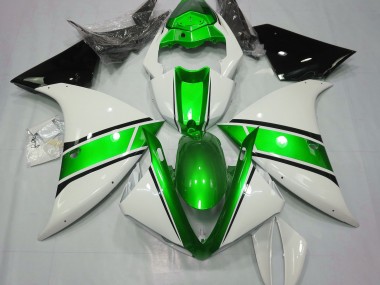 Blanc Brillant & Vert Métallisé 2009-2011 Yamaha R1 Carénage Moto