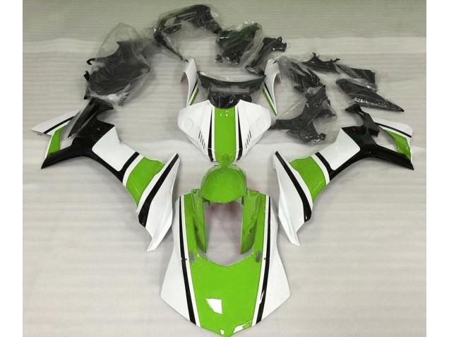 Blanc Brillant Vert & Noir 2015-2019 Yamaha R1 Carénage Moto Blanc Brillant Vert & Noir 2015-2019 Yamaha R1 Carénage Moto