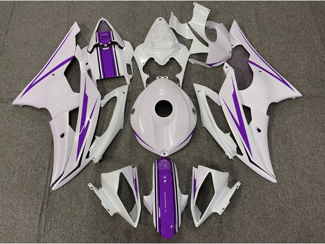 Blanc Brillant & Violet 2008-2016 Yamaha R6 Carénage Moto Blanc Brillant & Violet 2008-2016 Yamaha R6 Carénage Moto
