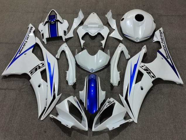 Blanc Nacré & Bleu 2008-2016 Yamaha R6 Carénage Moto Blanc Nacré & Bleu 2008-2016 Yamaha R6 Carénage Moto