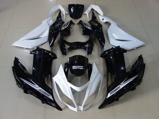 Blanc Nacré & Noir 2013-2018 Kawasaki ZX6R Carénage Moto Blanc Nacré & Noir 2013-2018 Kawasaki ZX6R Carénage Moto