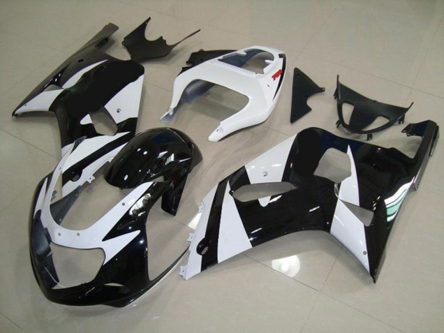 Blanc & Noir 2001-2003 Suzuki GSXR 600-750 Carénage Moto Blanc & Noir 2001-2003 Suzuki GSXR 600-750 Carénage Moto