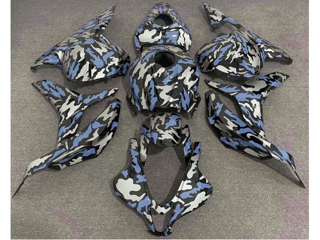 Bleu & Argent Camo 2009-2012 Honda CBR600RR Carénage Moto Bleu & Argent Camo 2009-2012 Honda CBR600RR Carénage Moto