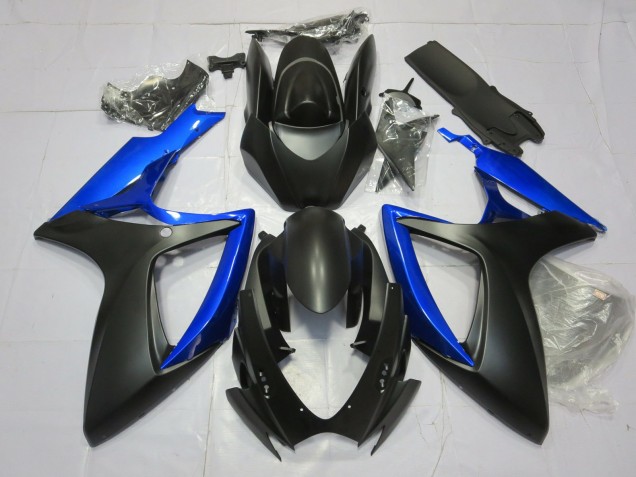 Bleu Brillant & Noir Mat 2006-2007 Suzuki GSXR 600-750 Carénage Moto Bleu Brillant & Noir Mat 2006-2007 Suzuki GSXR 600-750 Carénage Moto