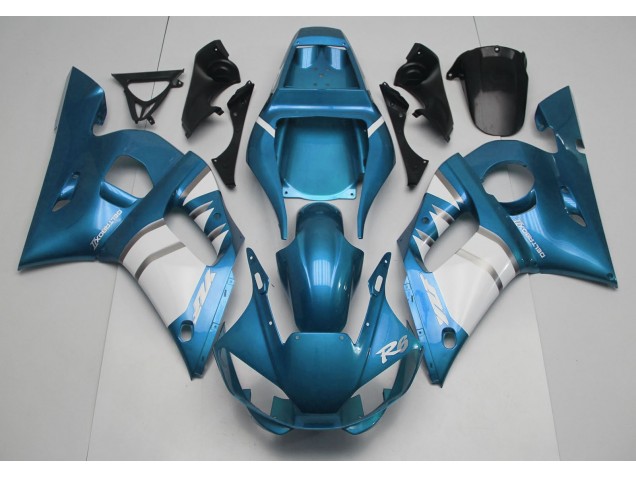 Bleu Clair & Blanc 1998-2002 Yamaha R6 Carénage Moto Bleu Clair & Blanc 1998-2002 Yamaha R6 Carénage Moto