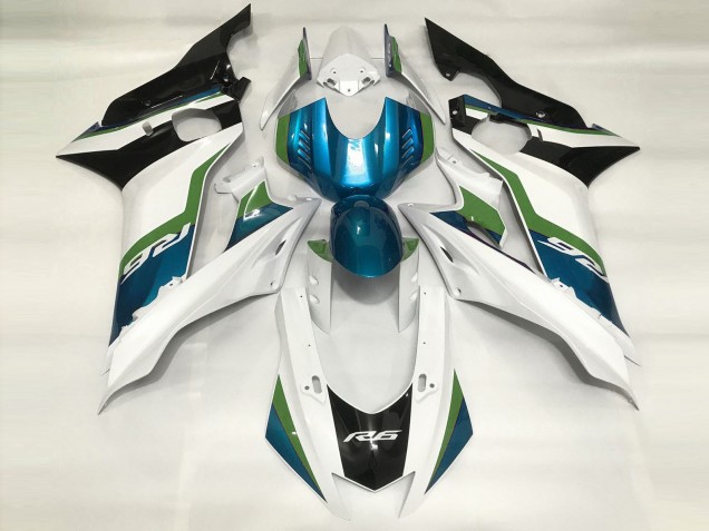 Bleu Clair & Blanc Brillant 2017-2021 Yamaha R6 Carénage Moto Bleu Clair & Blanc Brillant 2017-2021 Yamaha R6 Carénage Moto