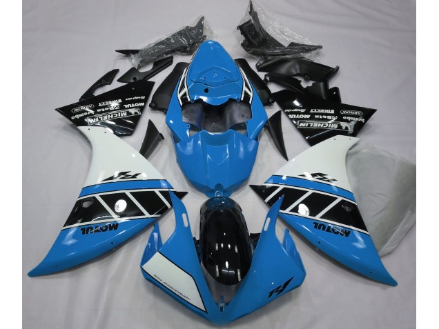 Bleu Clair Brillant Blanc & Noir 2012-2014 Yamaha R1 Carénage Moto Bleu Clair Brillant Blanc & Noir 2012-2014 Yamaha R1 Carénage Moto