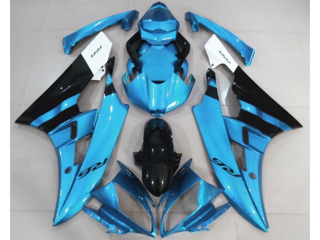 Bleu Clair Brillant & Noir 2006-2007 Yamaha R6 Carénage Moto Bleu Clair Brillant & Noir 2006-2007 Yamaha R6 Carénage Moto