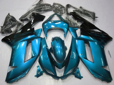 Bleu Clair Brillant & Noir 2007-2008 Kawasaki ZX6R Carénage Moto