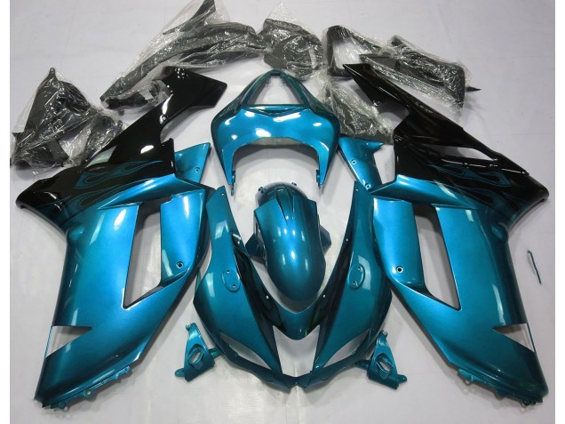 Bleu Clair Brillant & Noir 2007-2008 Kawasaki ZX6R Carénage Moto Bleu Clair Brillant & Noir 2007-2008 Kawasaki ZX6R Carénage Moto
