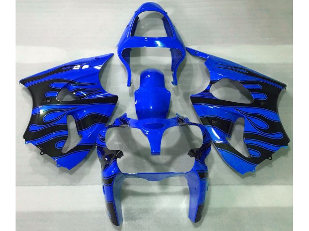 Bleu & Noir Flamme 2000-2002 Kawasaki ZX6R Carénage Moto Bleu & Noir Flamme 2000-2002 Kawasaki ZX6R Carénage Moto