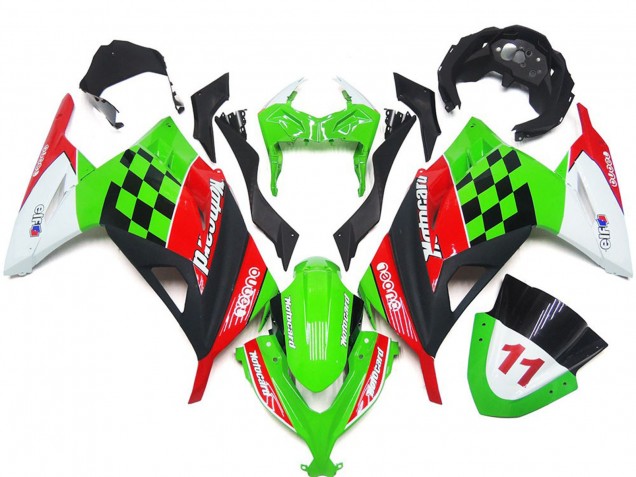 Carreaux Rouges & Noirs Brillants 2013-2018 Kawasaki Ninja 300 Carénage Moto Carreaux Rouges & Noirs Brillants 2013-2018 Kawasaki Ninja 300 Carénage Moto