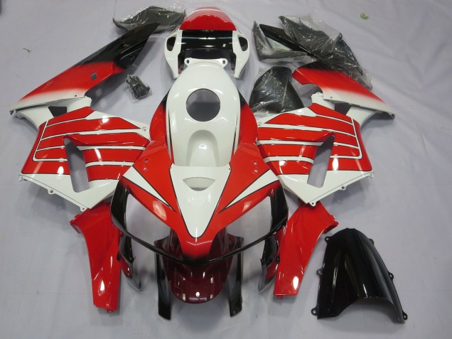 Grandes Rayures Rouges & Blanches 2005-2006 Honda CBR600RR Carénage Moto