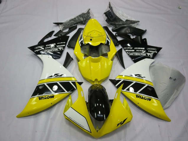 Jaune & Blanc 2012-2014 Yamaha R1 Carénage Moto Jaune & Blanc 2012-2014 Yamaha R1 Carénage Moto