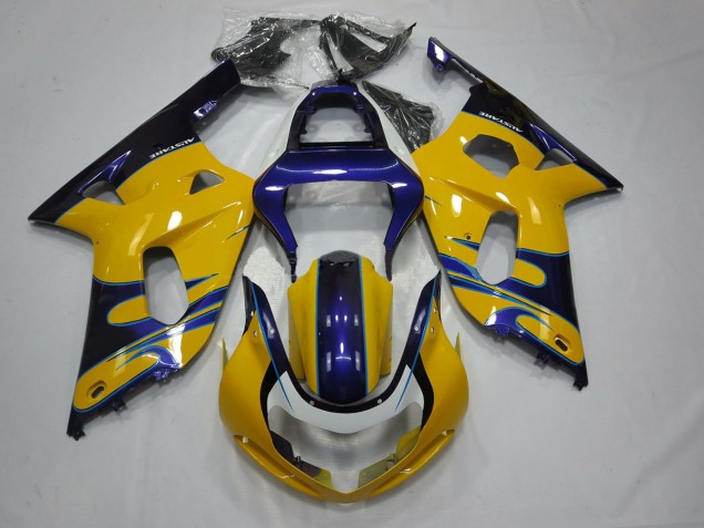 Jaune Bleu 2001-2003 Suzuki GSXR 600-750 Carénage Moto Jaune Bleu 2001-2003 Suzuki GSXR 600-750 Carénage Moto