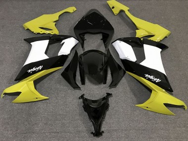 Jaune Brillant Noir & Blanc 2008-2010 Kawasaki ZX10R Carénage Moto