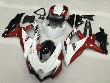 Carénages Moto Suzuki GSXR 600/750 2008-2010 - Blanc Rouge Noir Brillant